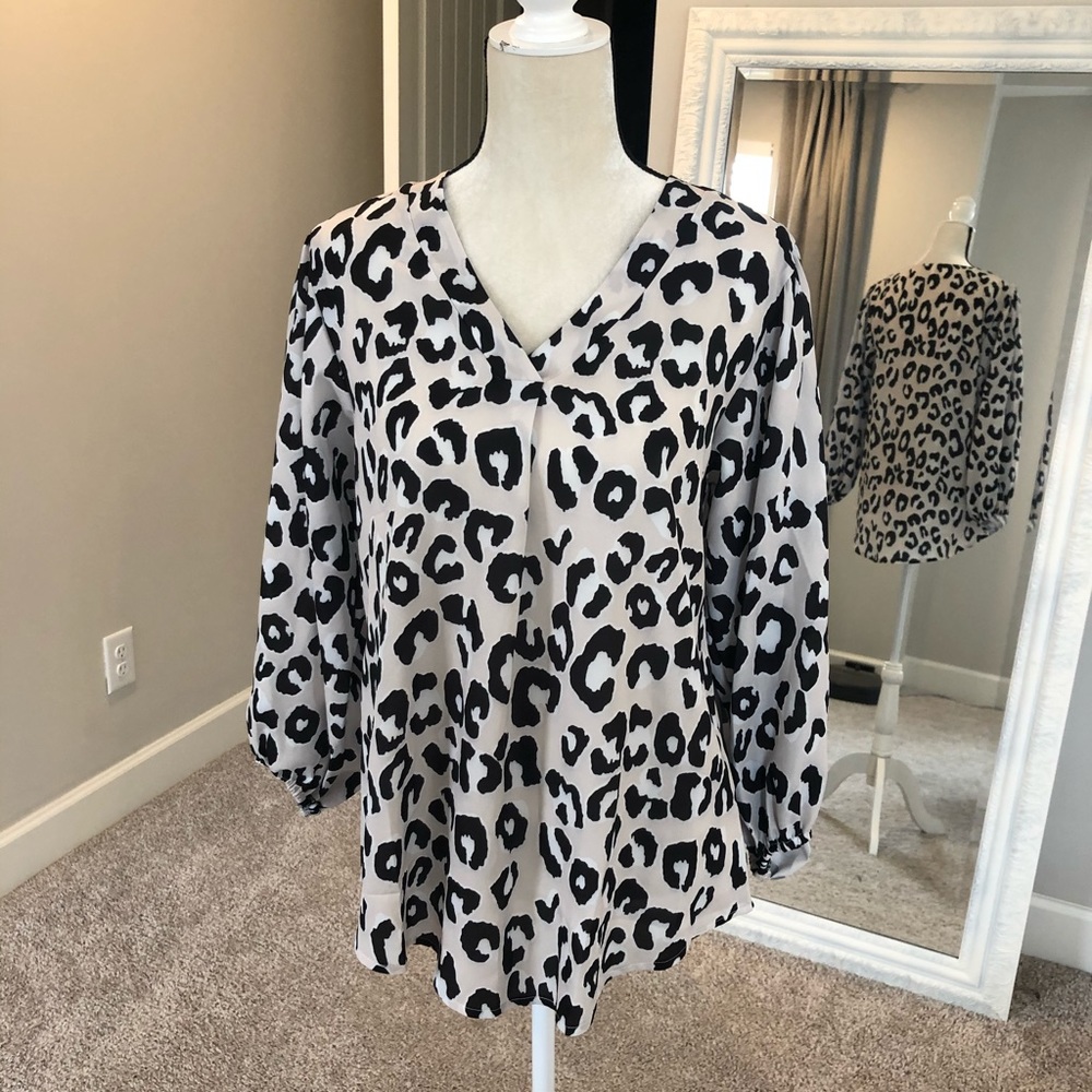3/4 Sleeve Leopard Blouse
